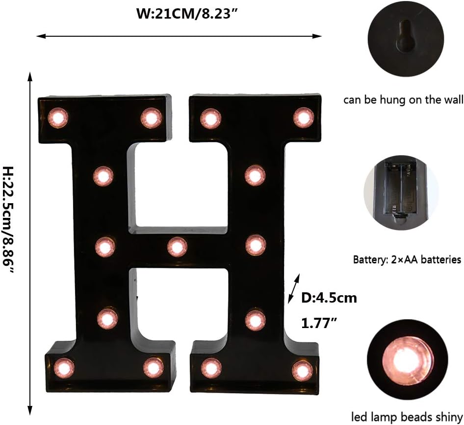 Light Up Black Alphabet Marquee Letters Sign LED Marquee Number Lights Sign for Night Light Home