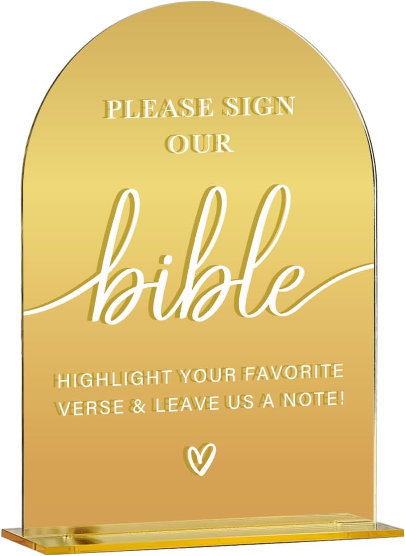 Acrylic Wedding Sign, Bridal Shower Decorations, Please Sign Our Bible Sign for Ceremony, Modern