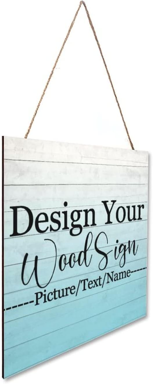Personalized Hanging Wood Signs, Customized Door Board with Multiple Wood Background and Fonts to