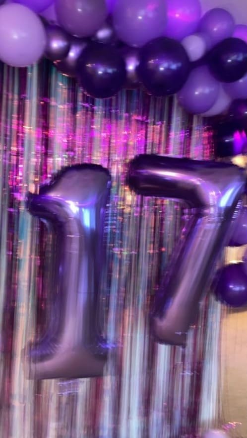 Purple Number 7 Birthday Balloon 40 Inch, Digital Balloons for 7 17 27 70 77 Party Celebration