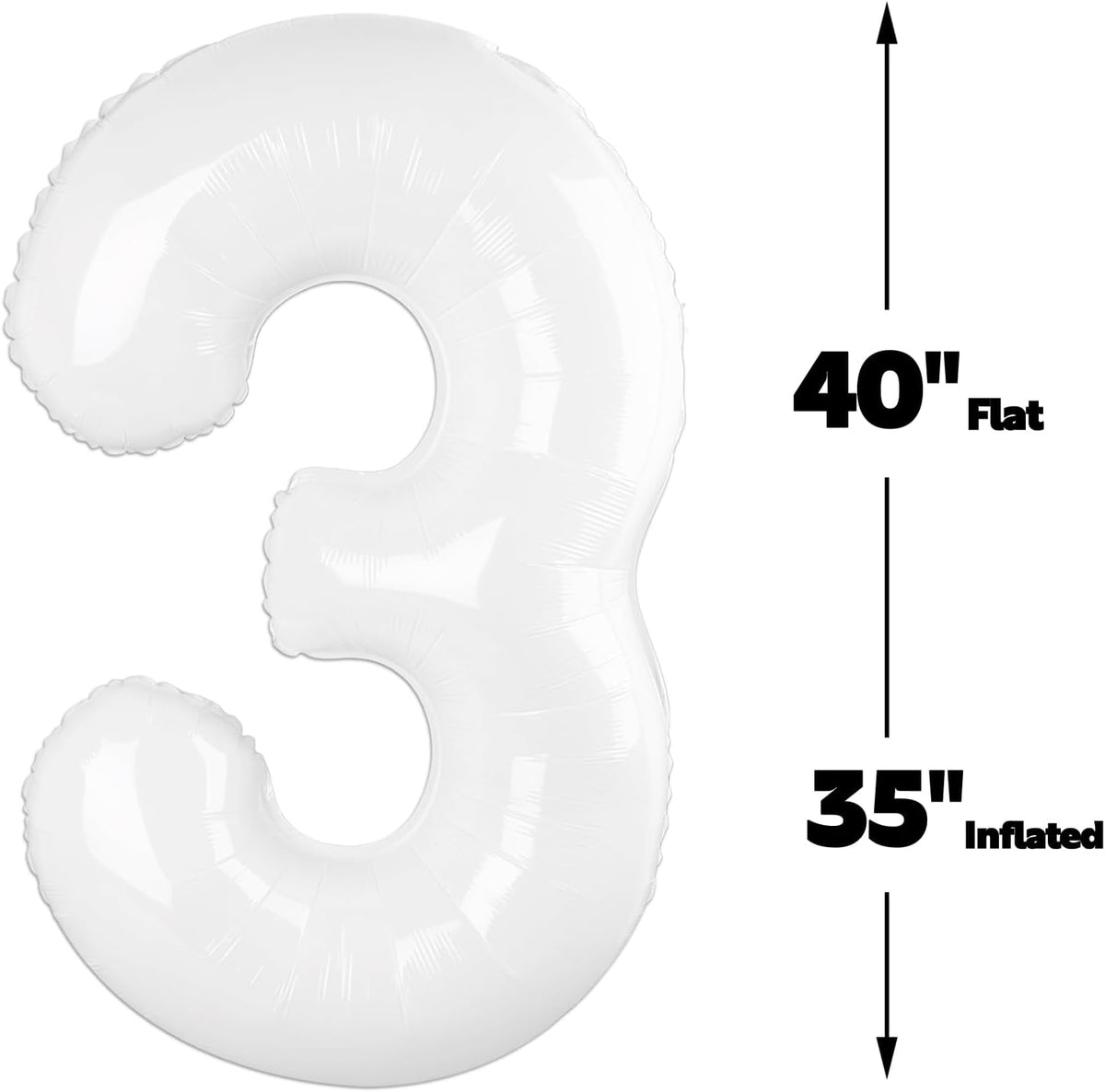 Large 40 Inch White 3 Number Balloon, 3 13 23 30 33 36 38 White Birthday Party Decorations, Numbers