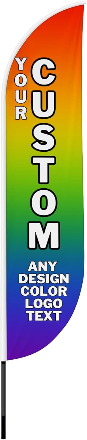 Custom Feather Flag(11.5Feetx2.5Feet) By Dreamcontroller For Business Outside With Optional Add-On