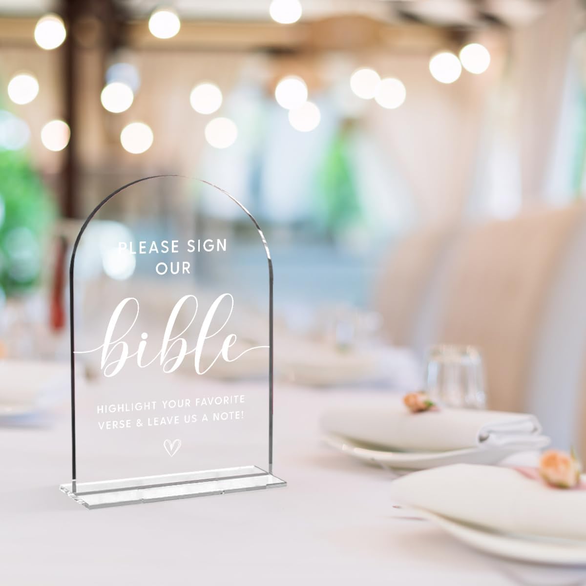 Wedding Decor，Bible Guestbook Sign,5 x 7 Inch Arch Acrylic Sign, Wedding Sign for Ceremony and
