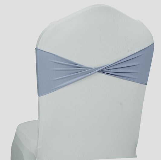 VDS Pack of 300 PCS | Dusty Blue | Spandex Chair Sashes Bows Without Buckle | Stretch Elastic
