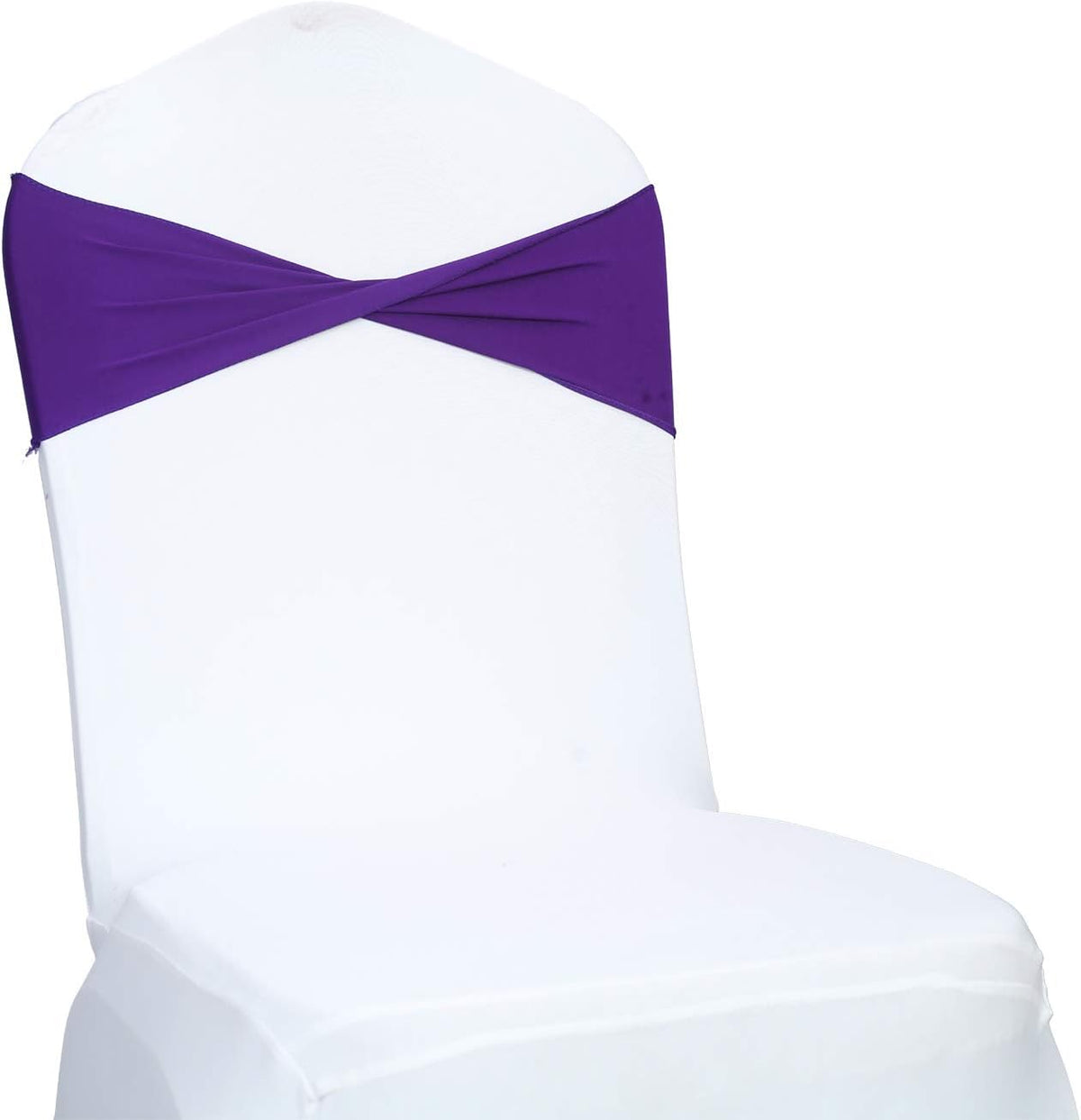 VDS Pack of 75 PCS | Purple | Spandex Chair Sashes Bows Without Buckle | Stretch Elastic Banquet