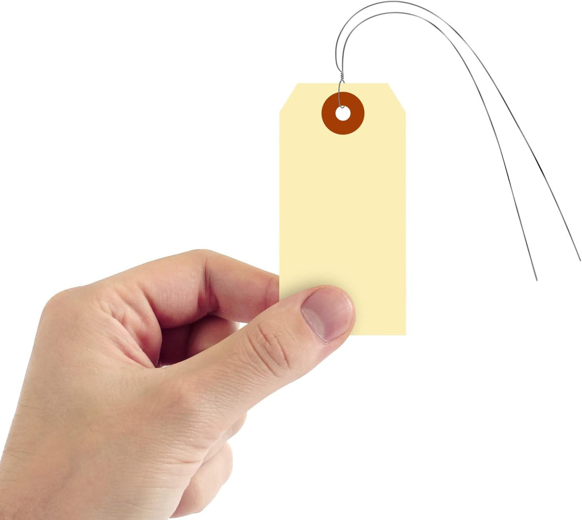 SmartSign Blank Manila Shipping Tags with Wire, Size-3, Pack of 1000, 13pt Thick Prewired Cardstock