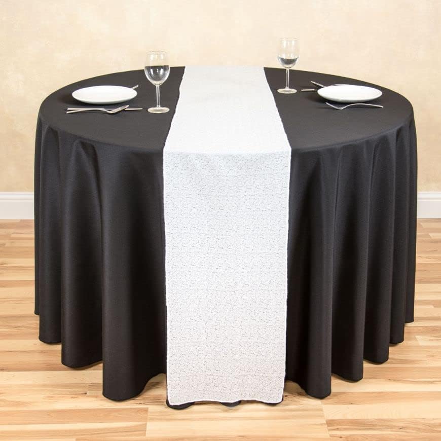 LTC LINENS 2 Pack 108 Inch Round Tablecloth Black - Great for 48 Inch Round Table Floor Length