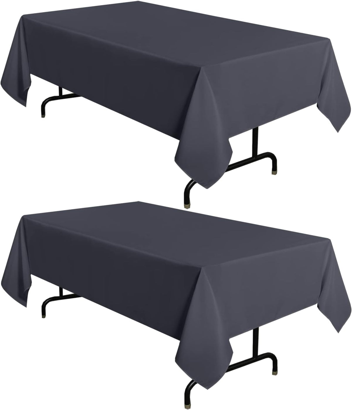sancua 2 Pack Dark Grey Tablecloth 60 x 84 Inch, Rectangle 4 Feet Table Cloth - Stain and Wrinkle