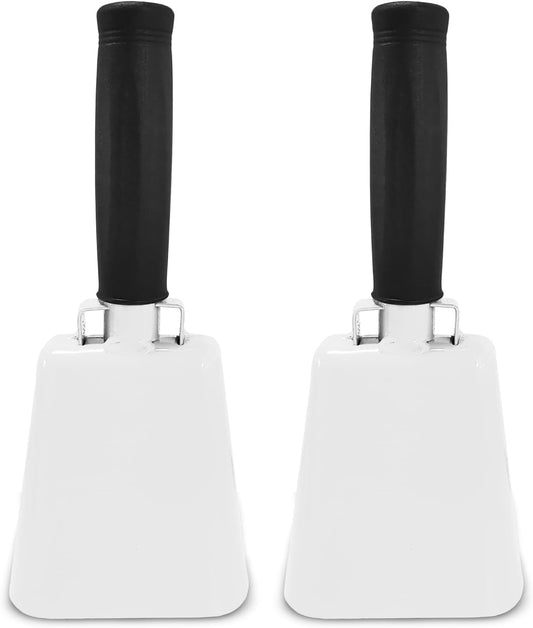 Deke Home - 2 Pack 7 Inch Steel Cowbells with Handle, Loud Noise Makers for Football, Sports