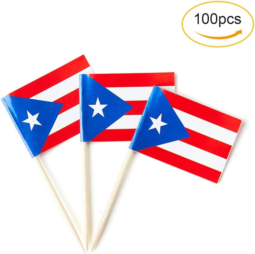 Puerto Rico Flag Puerto Rican Flag, Small Mini Puerto Rican Toothpick Flags for Food, Cupcakes