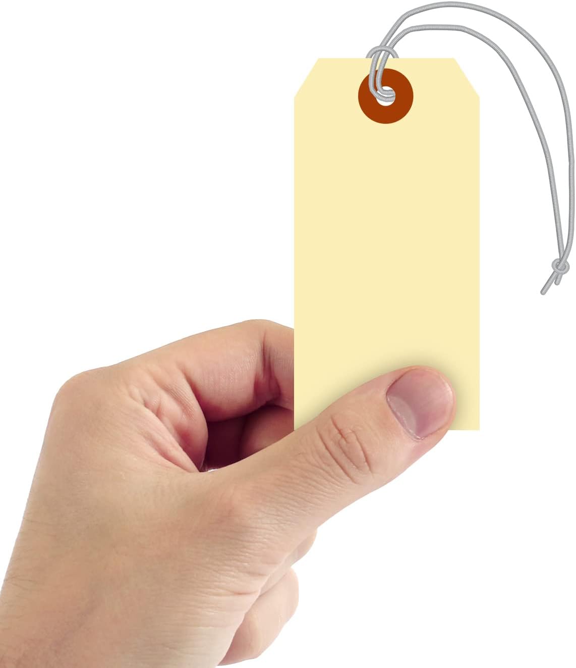 SmartSign Blank Manila Shipping Tags with Elastic Strings - Pack of 250, Size-4, 13pt Thick