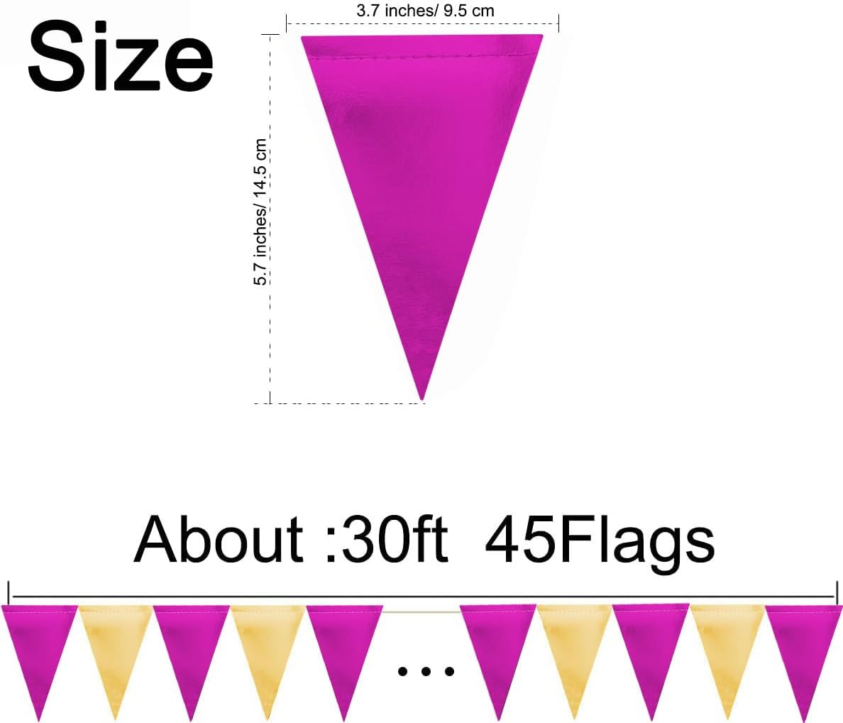 MerryNine Triangle Flag Bunting Banner, 3 Pack Vintage Style Pennant Banner for Wedding, Baby