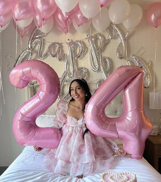 40 Inch Pearlescent Pink Large Number 4 Birthday Balloon, Giant Number Four 14 24 34 40 44