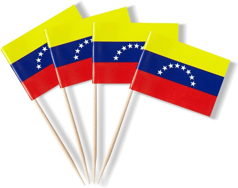 Venezuela Flag Venezuelan Flag, Small Mini Venezuela Toothpick Flags for Food, Cupcakes, Cocktails