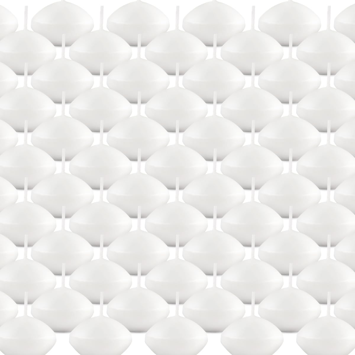 Unscented Floating Candles Set of 72, 2 Inch White Dripless Wax for Centerpieces at Wedding Pool