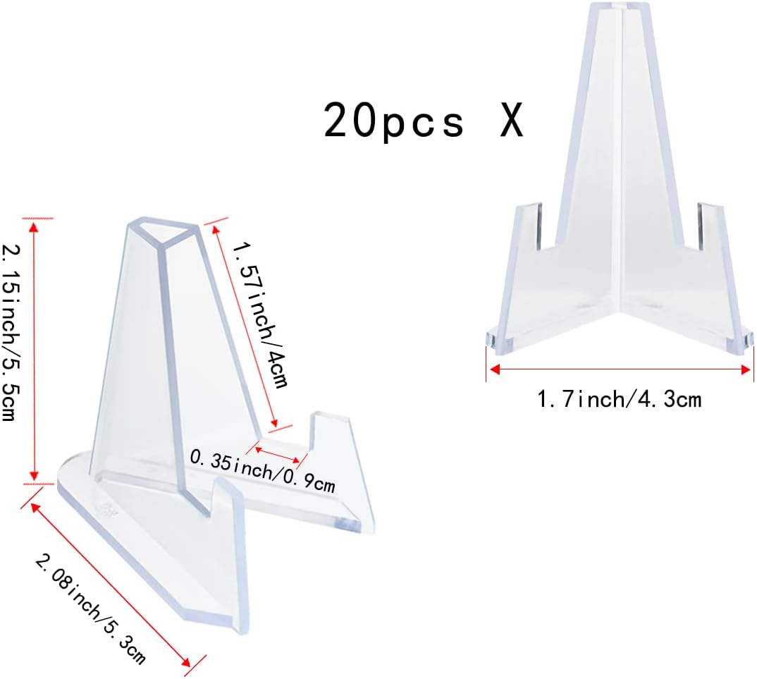 yuntop 20 Packs Acrylic Easel Stands Display Stand Mini Clear Holder for Displaying Small Artworks