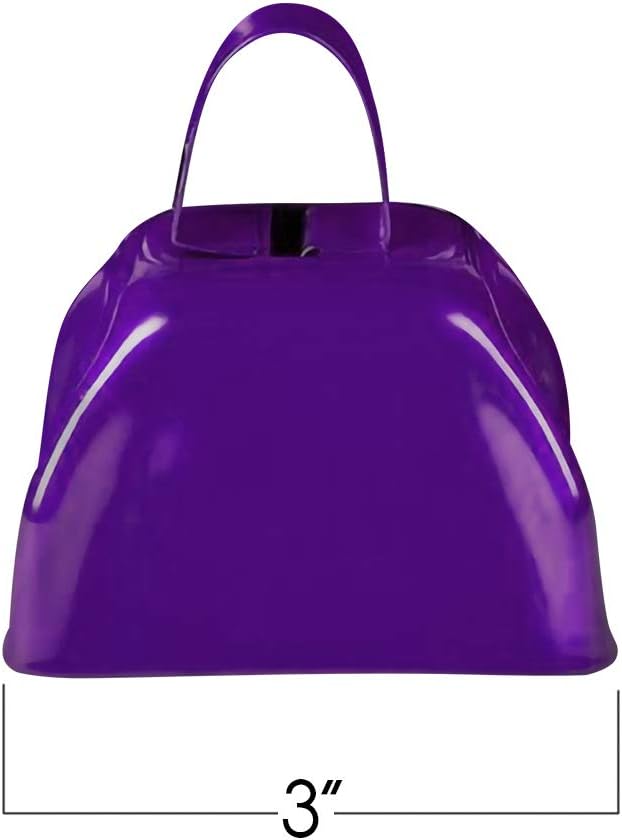 ArtCreativity 3 Inch Purple Metal Cowbell Noisemakers - Pack of 12 - Loud Metal Cowbell Noise
