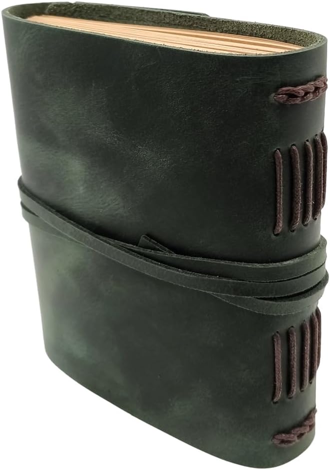Green Notebook Journal - Nice Genuine Leather Journaling for write A5 Size Diary 6.2x8.5