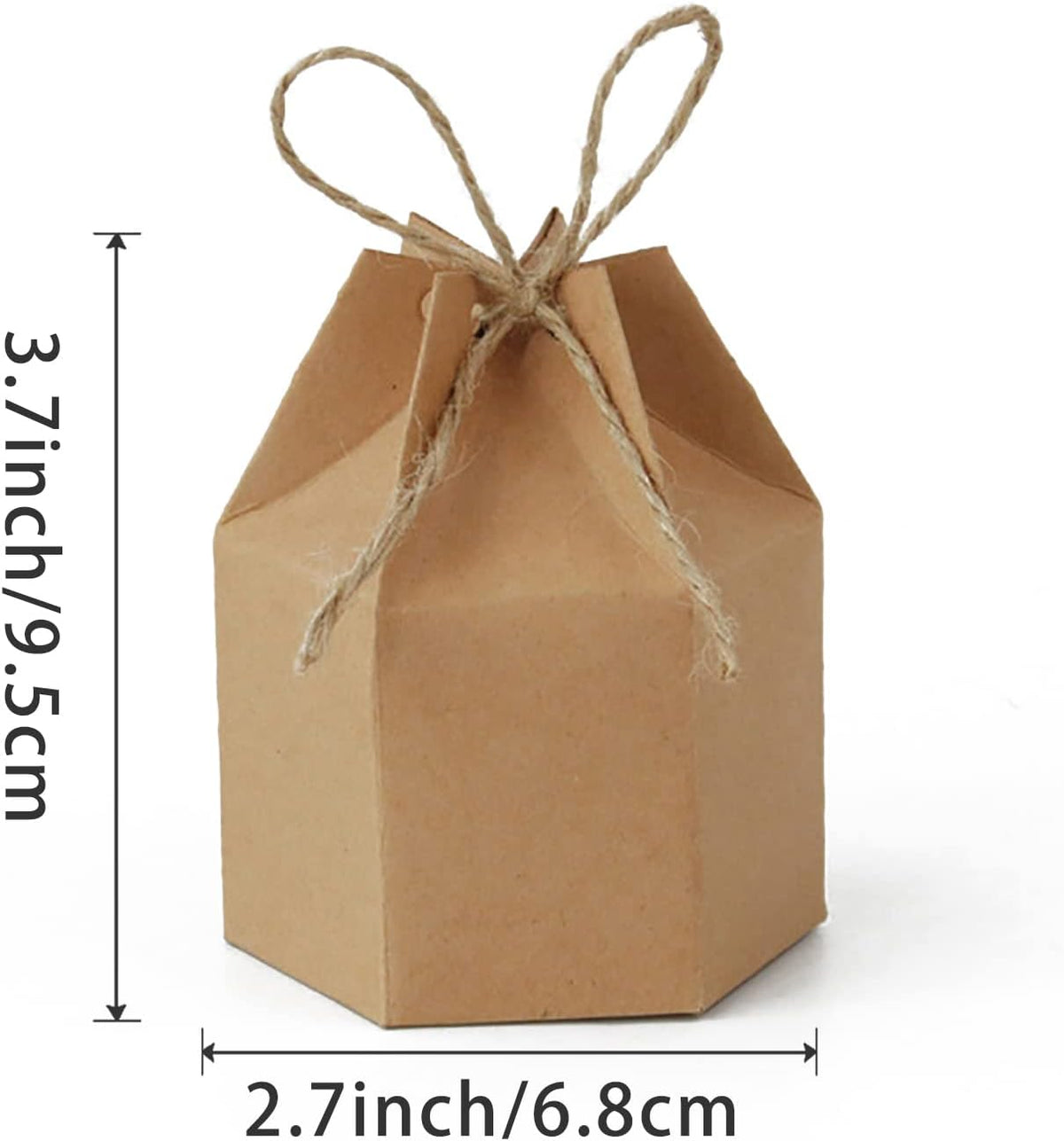 Zontween 50 Pack Hexagon Paper Box With Twines Kraft Paper Hexagon Boxes With Twice Candy Favor