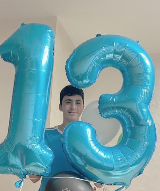 40 Inch Pearl Blue 3 Large Number Balloon, 3 13 23 30 33 36 38 Pearl Blue Birthday Party