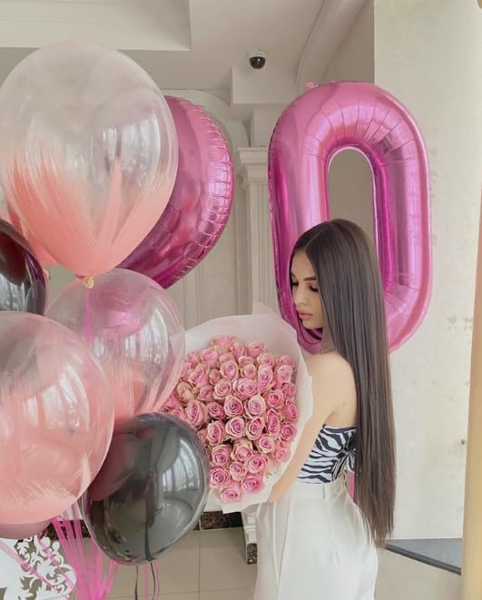 Pink 40 Inch 0 Number Balloons, 0 Decorations for 10 20 30 40 50 60 70 80 90 100Birthday, Foil