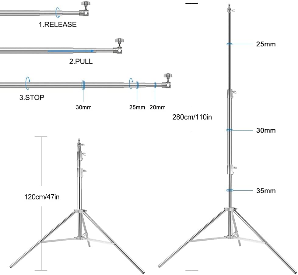 Stainless Steel Backdrop Stand 9.5ftx10ft Photo Stand for Backdrop Video Adjustable Background