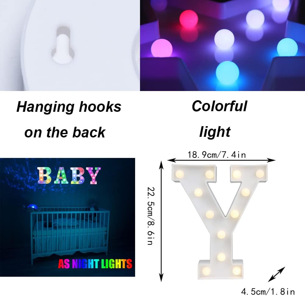 Light Up Colorful LED Marquee Letter lights, 18 Colors Changing Alphabet Letters Sign with Remote