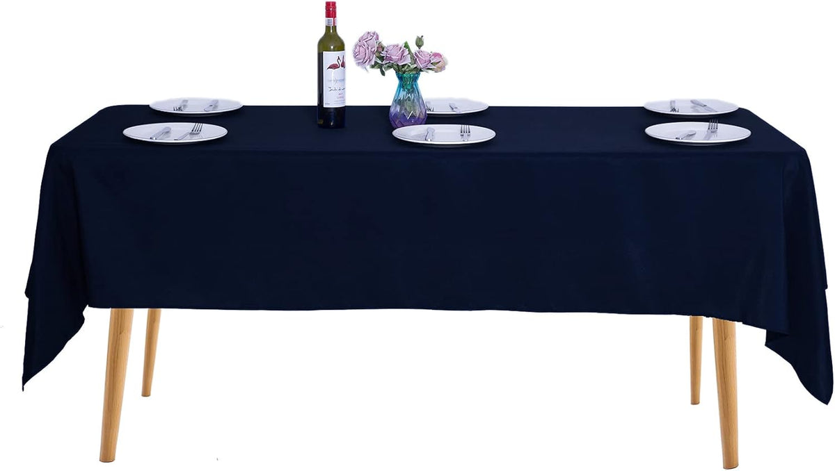 Ascoza 2pack 60x102 Inch Navy Rectangular Tablecloth 6 Feet Table Cloth in Polyester Fabric for