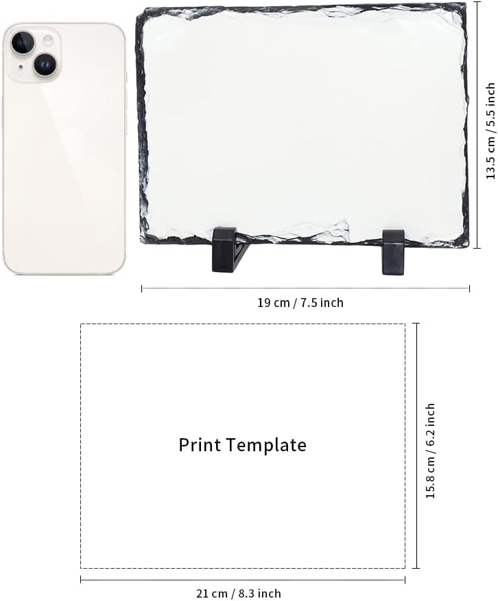 PYD Life 12 Pack Sublimation Photo Slates Rock Blanks 5.5 x 7.5 Inch Bulk Stone Frame White with