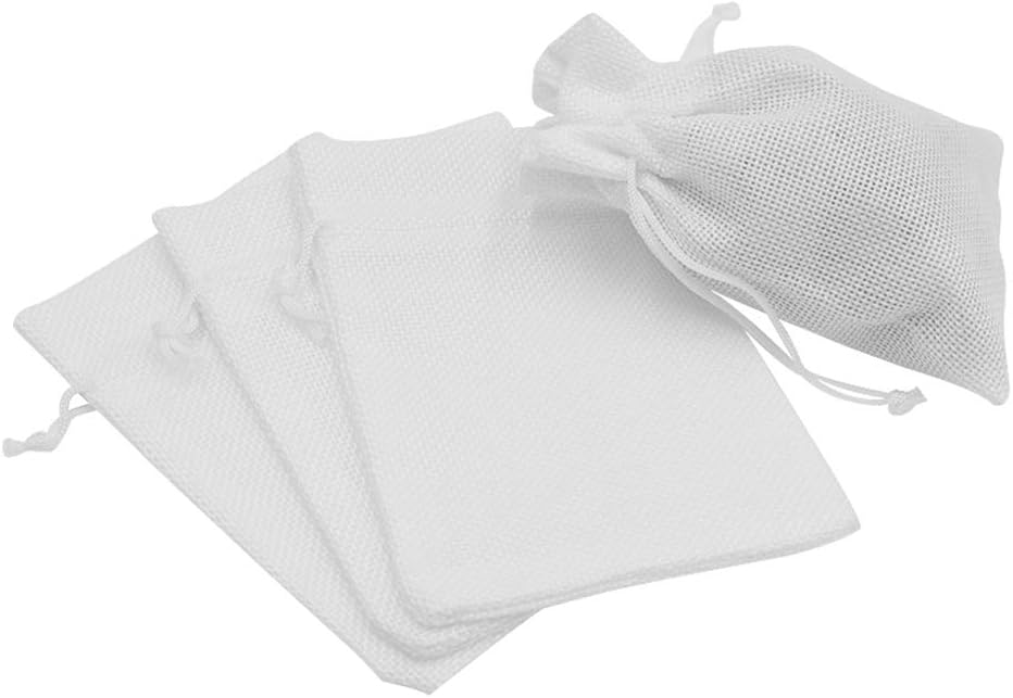 20pcs Burlap Bags with Drawstring, 5.9 x 7.5 inch White Linen Gift Bags Jewelry Pouches Sacks for