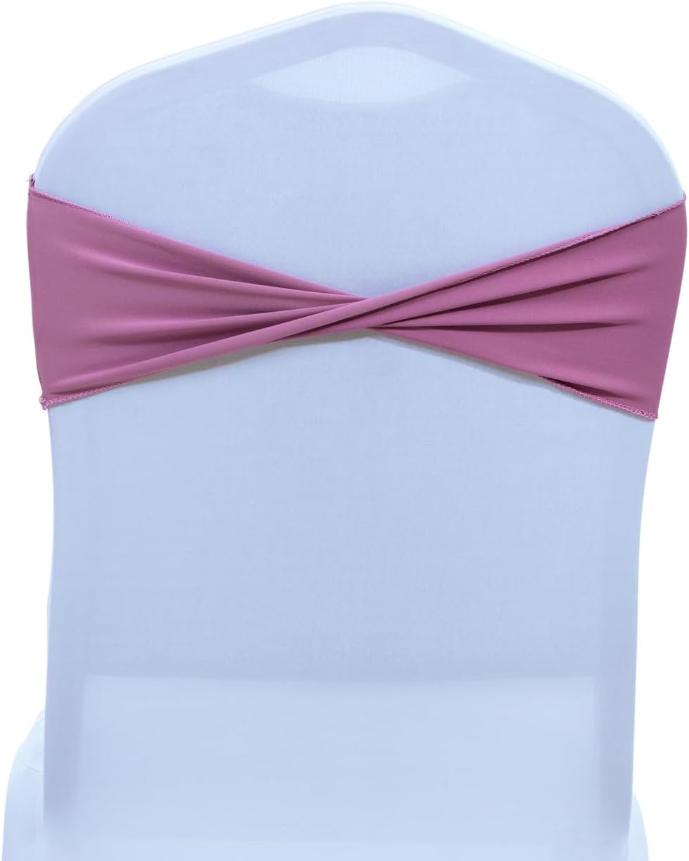 MDS Pack of 50 Spandex Chair Sashes Bows Elastic Stretch Dining Chair Bands Ties Without Slider