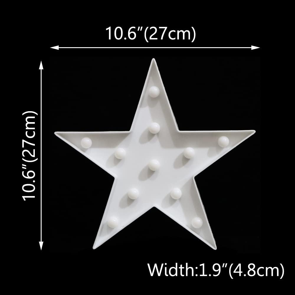 LED Marquee Star Sign Night Light, Battery Operated Star Shaped Desk Table Lamp for Kids, Baby