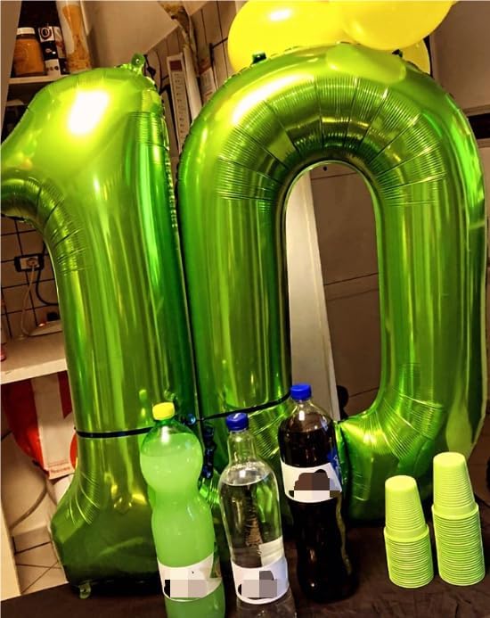 Light Green Helium Number Balloon 40 Inch, Giant Foil Light Green Number 0 Birthday Balloons, Large
