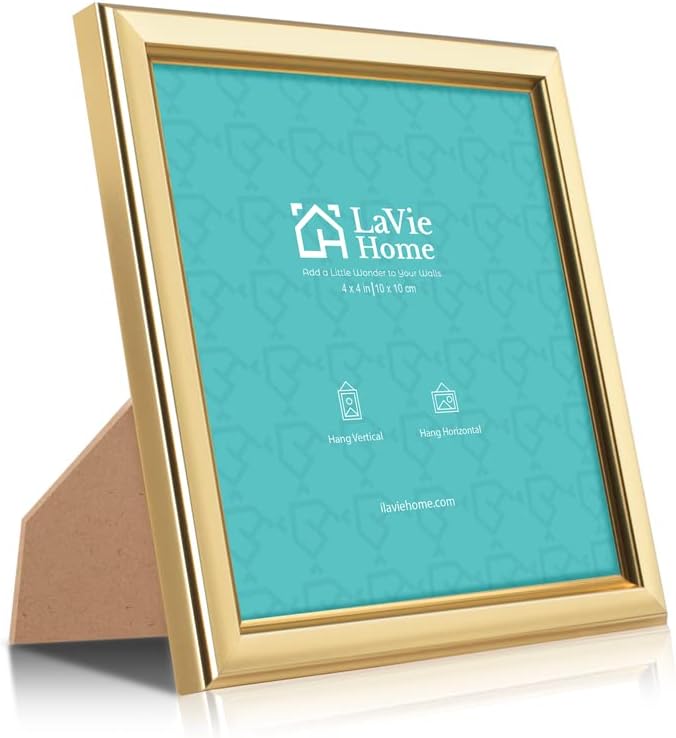 LaVie Home 4x4 Picture Frames (12 Pack, Gold) Simple Designed Photo Frame with High Definition