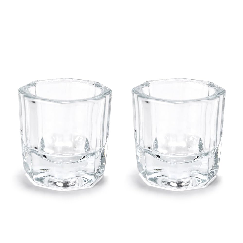 2Pcs Nail Art Dappen Dish Cups for Acrylic Liquid and Powder Clear Glass Nail Bowl Acrylic Powder