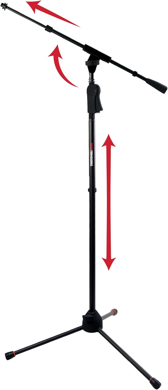 Gator Frameworks Deluxe Tripod Microphone Stand with Clutch Height Adjustment and Telescopic Boom