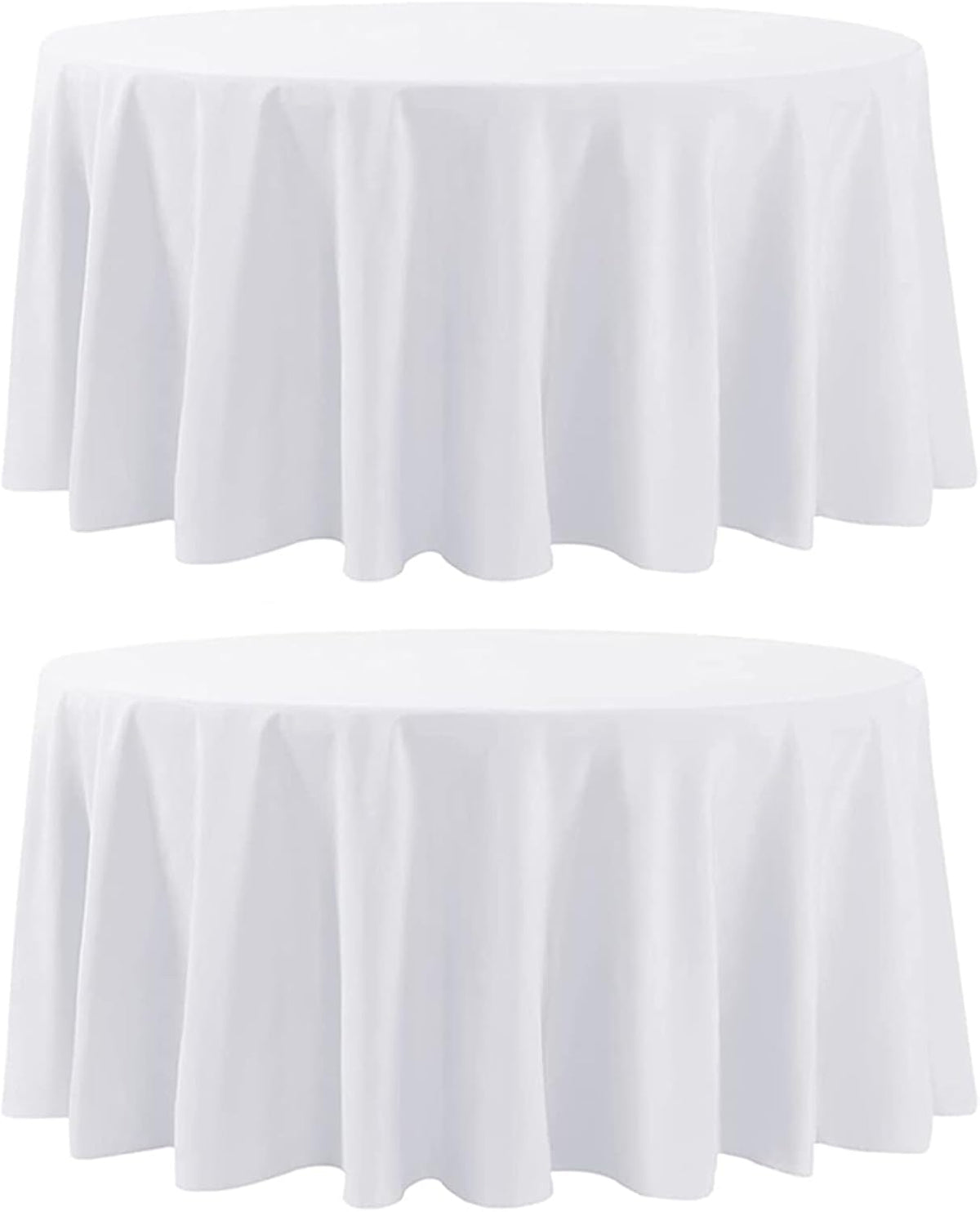 Round Tablecloth 132 Inch 2 Pack White Tablecloths Washable Decorative Linen Polyester Table