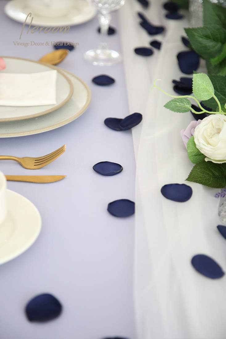 Floroom 300pcs Rose Petals Navy Blue Faux Silk Flower Petals for Wedding Flower Girl Basket Aisle