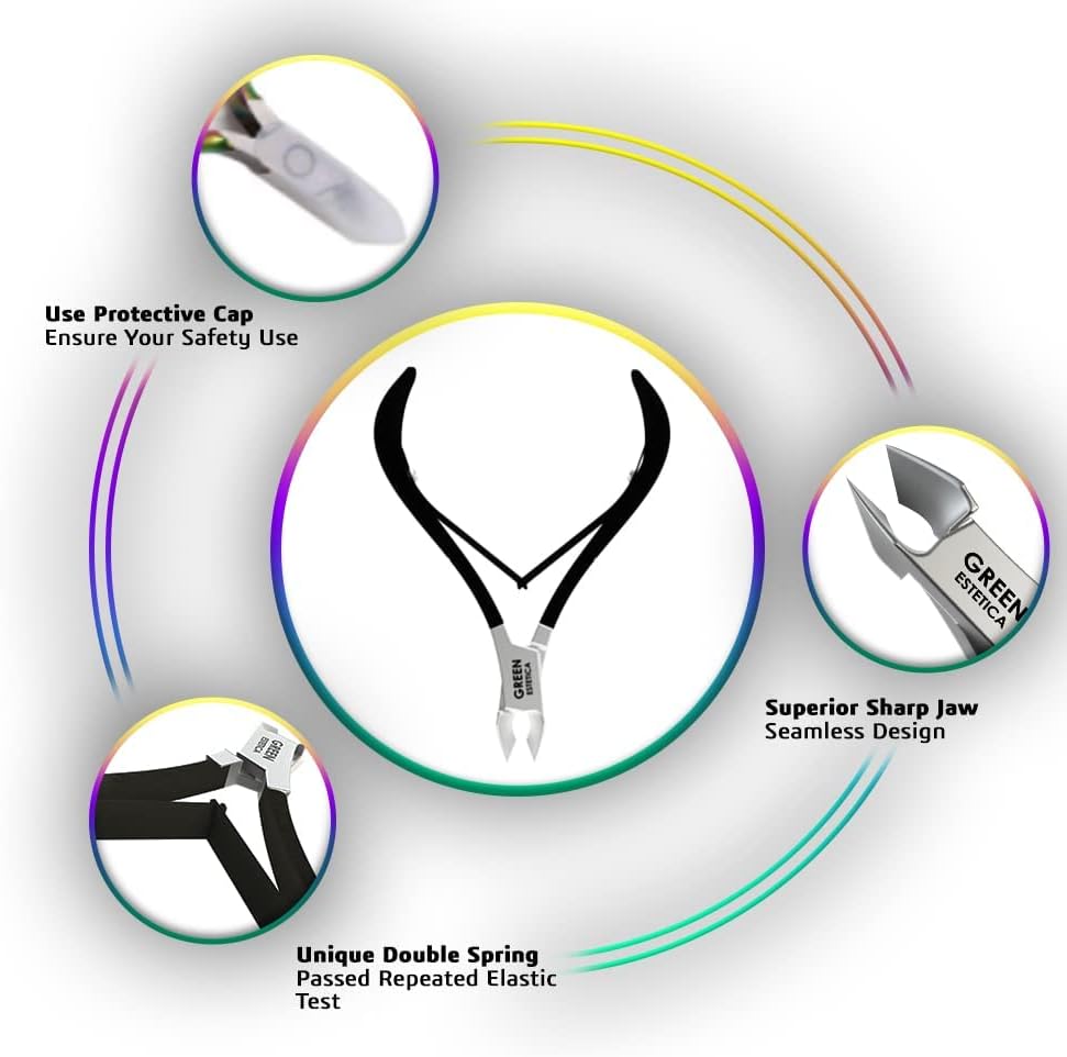 Professional Cuticle Trimmer with Cuticle Pusher Nail Cuticle Remover Nipper Silver Stainless Steel