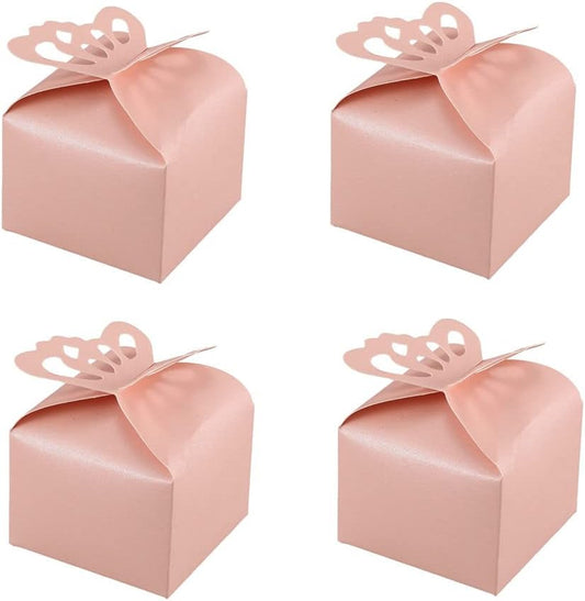 KUPOO 50PCS Small Pink Butterfly Favor Boxes Girl Baby Shower Candy Box Small Butterfly Gift Boxes