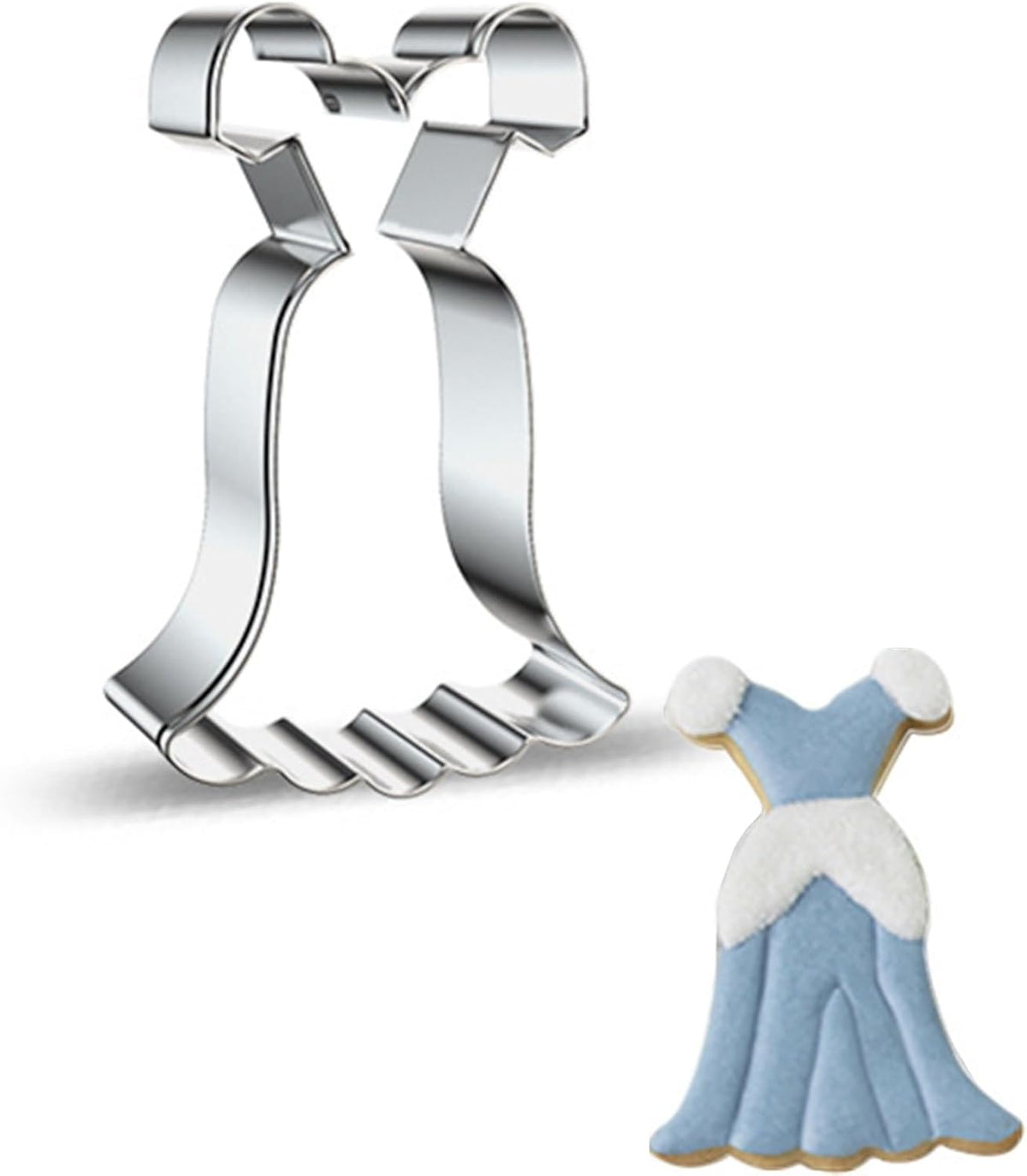 Large Size Dress Shaped Cookie Cutter, Stainless Steel Short Sleeved Wedding Dress Princess Dress