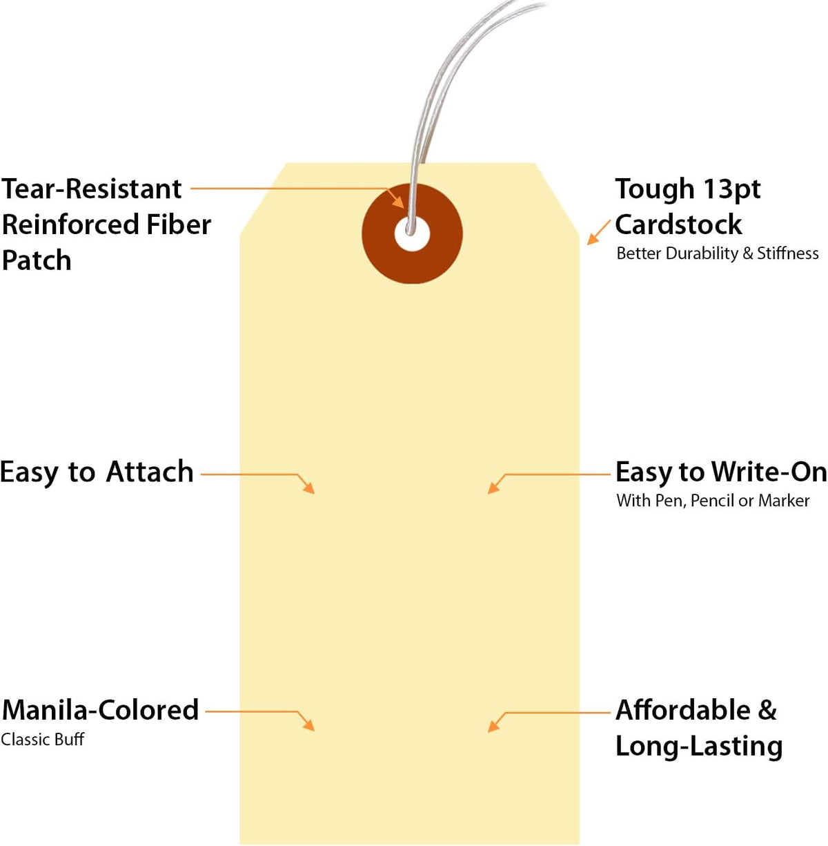 SmartSign Blank Manila Shipping Tags with Elastic Strings - Pack of 250, Size-4, 13pt Thick