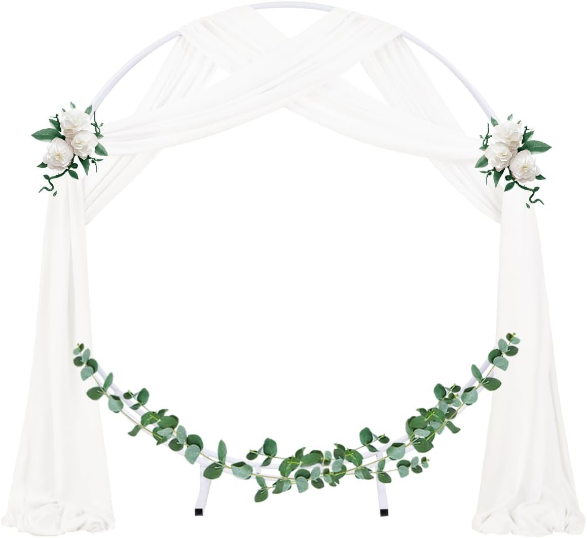 Socomi Wedding Arch Draping Fabric 2 Panels 29" x 19Ft Ivory Sheer Chiffon Curtain Drapes 6 Yards