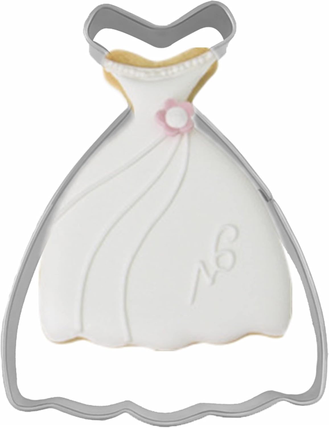 Large Size Dress Shaped Cookie Cutter, Stainless Steel Off-the-shoulder Wedding Princess Dress