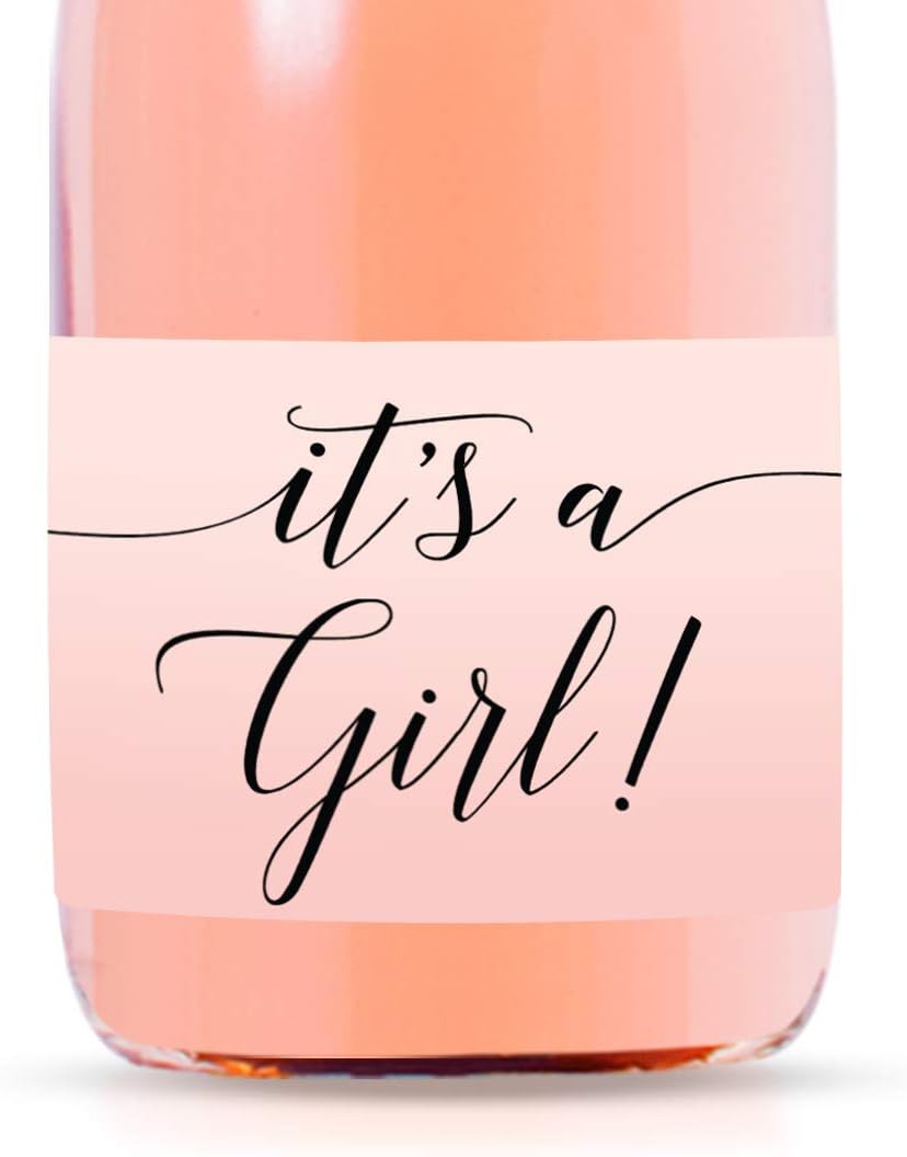 Andaz Press Blush Pink Rose Elegant Party Baby Shower Collection, Waterproof Mini Champagne Wine or