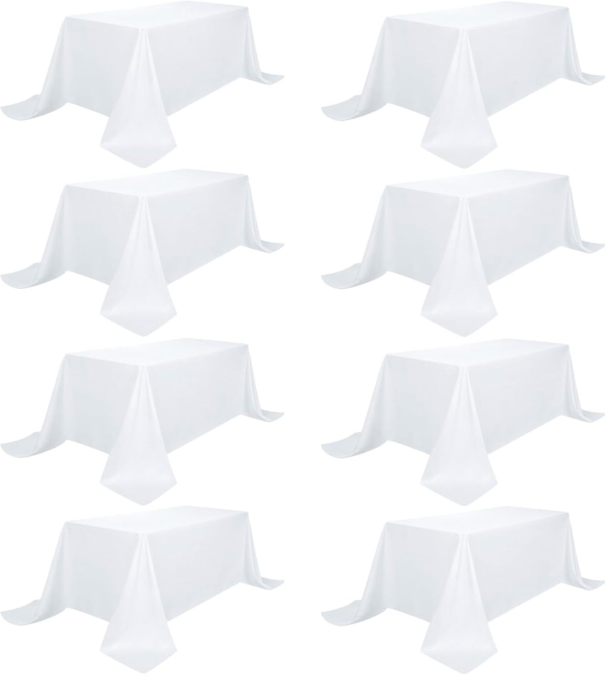 8 Pack White Table Cloth 90 x 156 Inch Rectangular Tablecloths for 8 Foot Rectangle Tables, Wrinkle