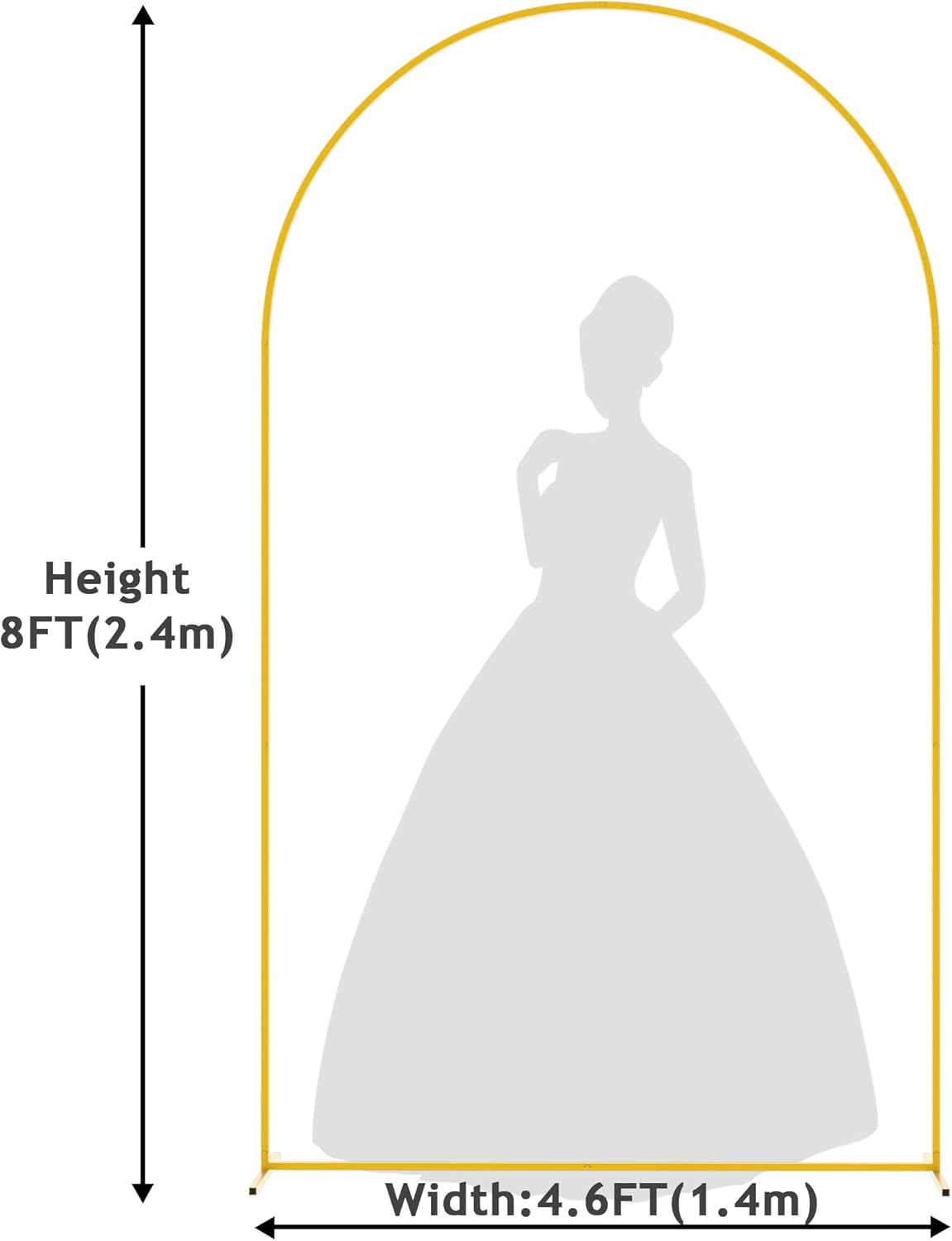 Putros Wedding Arch Stand Gold 8FT Metal Balloon Arched Backdrop Stand for Wedding Ceremony
