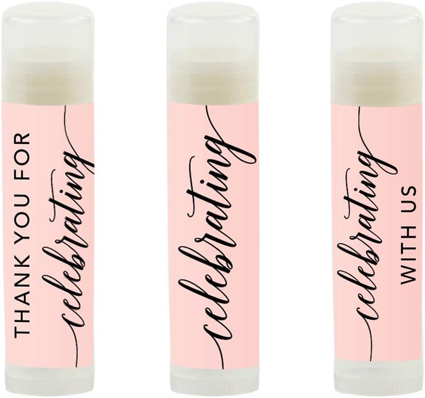 Andaz Press Blush Pink Rose Elegant Party, Lip Balm Chapstick Favors, Thank You For Celebrating