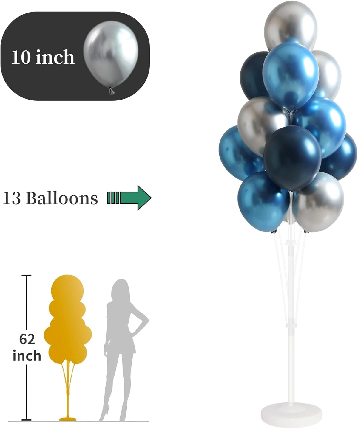 Balloon Column Kit for Floor- Set of 2,Balloon Columns with Stand, Base and Pole,Balloon Tower