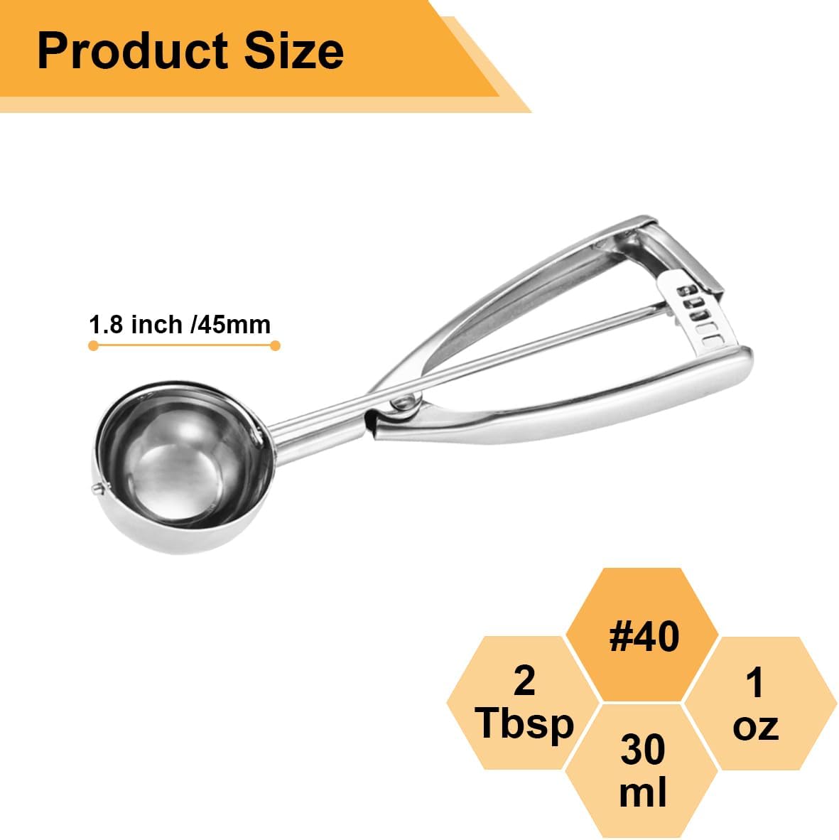 2 Tablespoon Cookie Scoop, Size #40/2 Tbsp Cookie Scoops for Baking, Cookie Dough Scoop, Selected